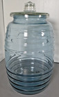 Rare Large Vintage Glass Beehive Shaped Pickle Barrel Clear Glass Jar With Lid