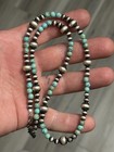 Sterling Silver Native American Sw Navajo Pearl Turquoise Bead Necklace  925