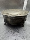 Vintage Silver Plate Hinged Jewelry Trinket Box Lion Crest   Feet Nice