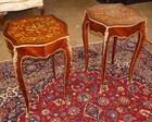 Stunning Pair Of French Louis Xv Style Mixed Wood Inlaid Ormolu End Tables