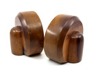 Vintage Art Deco Solid Wood Book Ends Pair Mcm Stacked Bookends Set Postmodern