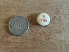 Mystery Pinback Button Pin Badge Unknown Letters Symbols Language Words Vtg Help