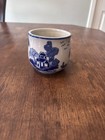 Vintage Blue White Porcelain Pot Planter  Jar  Unmarked 3    Tall 3    Wide 