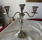 Antique Pair Sterling Silver Weighted Princess Three Light Candelabra 57 Ounces