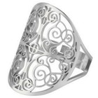 Filigree Boho Ring Womens Silver Stainless Steel Victorian Style Bohemian Band