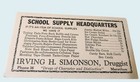 Vtg School Supply Headquarters Ink Blotters By Irving H  Simonson Druggist Marat