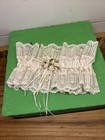 Vintage Ivory Antique White Lace Pale Yellow Flowers Wedding Garter