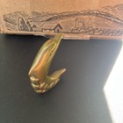 Vintage Solid Brass Dolphin Figurine 2    Tall Miniature Nautical Sea Life Decor