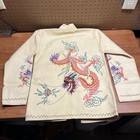 Vintage Embroidered Chinese Dragon Wool Jacket W  Frog Closures     Small