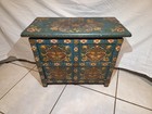 Vintage Tibetan Chinese Painted Dragon Cabinet Floral Asian Folk Art Furniture