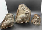 Set Of 3 Antique Tin Rabbit Chocolate Molds Graduated  small  Medium  Large 