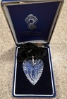 Vtg Waterford Crystal Pendant Heart Necklace Clear Faceted Glass With Box