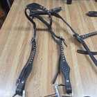 Black Biothane Bling Western Horse Headstall Bridle With 6 Foot Rains And Breast