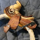 Vtg Miniature Horse Saddle Western Tooled Leather With Laso Rope And Felt Bottom