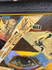 1960s Vintage Mixed Media Collage Art Painting Hippie Vietnam War Nixon Artist