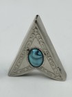Vintage Western Turquoise Silver Tone Shirt Collar Tips Cowboy Southwestern