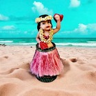 Hula Girl Dancer Hawaii Aloha Bobble Nodder Grass Skirt Flower Lei
