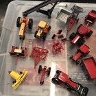 Lot Of 20 Ertl Case   John Deere Tractors W plows  Trailers    D1  
