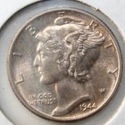 1944 Mercury Silver Dime - Brilliant Uncirculated  bu  Full Split Bands
