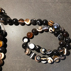 A Strip Ofmagic Tibetan Old Agate Natural Silkworm Line Eye Totem Dzi Round Bead