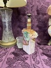 Decorative Wine Bottle Stained Glass Hand Painted Upcycled Shabby Chic Flowers