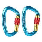 2  aluminum 25kn D-shape Carabiner Screw Locking Hook Rock Climbing Caving Rescue