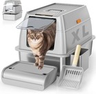 Stainless Steel Cat Litter Box With Lid  Xl Extra Large Metal Pan Litter Grey