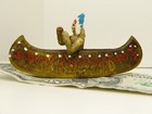 Celluloid Indian 4  Canoe Vintage Postwar Mid-century Travel Souvenir Last One 