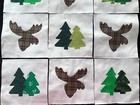 Quilt Top Blocks Cotton Fabric  6 Inch Square Trees   Moose  Appliques Lot Of 9