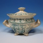 Antique Staffordshire Child s Toy  gipsey  Pattern Covered Sugar Bowl