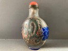 Chinese Old Peking Glass Hand Painted Exquisite Dragon Pattern Snuff Bottle 5266