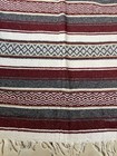 Mexican Blanket Serape Falsa   Sarape Yoga Blanket   Red Gray White 70 X 50
