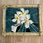 Vtg Kani Of Hawaii Pottery Glazed Plate Wall Hanging Hula Orchid Flower  7   x9   