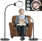 Magnifying Glass With Light And Stand 10x 30x Floor Magnifier 36 Led Flexible