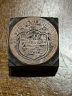 Antique Jersey City Nj Official Seal Copper Letterpress Printing Block Wood