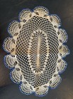 Set Of 3 Antique Handmade Crochet Doilies Cream   Blue