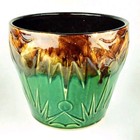 9 5  Vtg Roseville Pottery Sun   Moon Large Jardiniere Planter Pot Drip Glaze