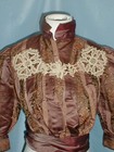 Stunning Antique Dress Bodice Victorian 1890 Brown Printed Silk
