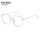 Metal Square Anti Blue Light Reading Glasses Women Fashion Large Frame Glasses 