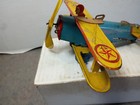 Louis Marx Vtg Tin Wind Up Fighter Airplane Old Toy