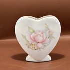 Vintage Heart Shape Vase Genuine Porcelain Rose   White Small And Floral 4 In   s