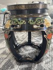 Vintage Chinese Jinlong Black Lacquered Wooden Stool   Side Table