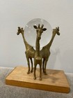 Vintage Arthur Court Designs Brass 3 Giraffe Figural Stand W  Glass Ball