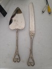 Studio His   Hers Serving Set Cake Knife Server Heart Design Silver Tone