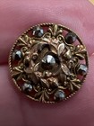 Vintage Antique Buttons Victorian Art Nouveau  Steel Cut Set Of 5 Round Estate