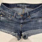 American Eagle Jean Shorts Shortie Super Stretch Cuffed Cut Off Denim Size 6