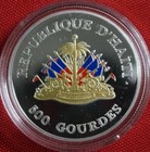 Haiti 500 Gourdes 1999-2000 Colored Silver   Gold-plated Proof Millennium Dove