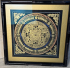 Hand-painted Tibetan Kalachakra Mandala Thangka Black Gold Wheel Of Time Framed