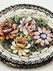 Beautiful Vintage Italian Micro Mosaic Flower Floral Brooch Pin