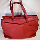 Cole Haan Tote Vintage American Airlines  Red Leather Travel Tote Overnight Bag